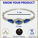 Rhodium Plated with Blue American Diamond Studded Kada Bracelet