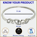 Rhodium Plated Silver Toned Leaf Shaped White American Diamond Studded Bracelet