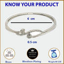 Rhodium Plated Silver Toned Twisted White American Diamond Studded Bracelet