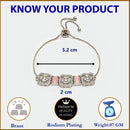 Rhodium Plated Silver Toned White Round & Pink Rectangle AD Studded  Wraparound Adjustable Bracelet