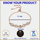 Rose Gold Plated Teardrop Shaped White American Diamond Studded Bracelet