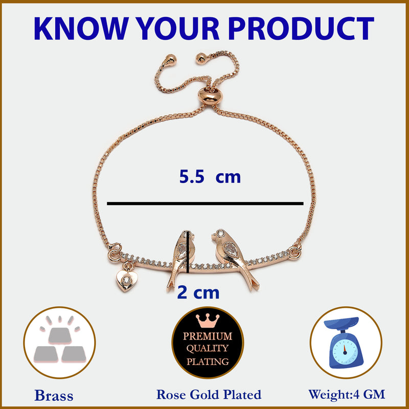 Rose Gold Plated White American Diamond Studded Wraparound Bracelet