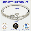 Rhodium Plated Silver Toned White Teardrop American Diamond Studded Cuff Bracelet