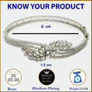 Rhodium Plated Silver Toned Leaf Shaped White American Diamond Studded  Bracelet
