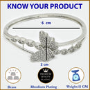 Rhodium Plated Silver Toned  Butterfly Shaped White American Diamond Studded Bracelet