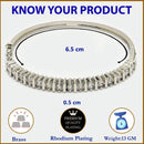 Rhodium Plated Silver Toned Minimal Round White American Diamond Studded Cuff Bracelet