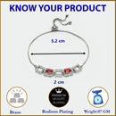 Rhodium Plated Square & Teardrop Red AD Stone Contemporary Wrap Bracelet