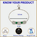 Zeneme Rhodium Plated Silver Toned White Round & Green Rectangle American Diamond Studded  Wraparound Adjustable Bracelet