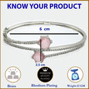 Rhodium Plated Silver Toned Round Shaped Pink American Diamond Studded Bracelet