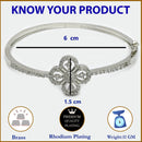 Rhodium Plated Silver Toned Floral White American Diamond Studded Bracelet