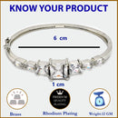 Rhodium Plated Silver Toned Square Shaped White American Diamond Studded Bracelet