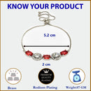 Rhodium Plated Silver Toned White Round & Red Oval AD Studded  Wraparound Adjustable Bracelet
