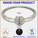 Rhodium Plated Cluster Round White AD Contemporary Cuff Bracelet