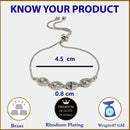 Rhodium Plated Silver Toned Drop Shaped White American Diamond Studded Bracelet