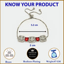 Rhodium Plated Silver Toned White Round & Red Rectangle American Diamond Studded Wraparound Adjustable Bracelet