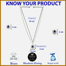 Rhodium Plated Silver Toned Royal Blue Tear dropped  Shaped American Diamond Studded Pendant Combo With Ring