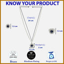 Rhodium Plated Silver Toned Violet American Diamond Studded Pendant Combo With Ring