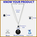 Rhodium Plated Silver Toned Tear Dropped Shaped Royal Blue American Diamond Studded Pendant Combo With Ring