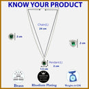 Rhodium Plated Silver Toned Green American Diamond Studded Pendant Combo With Ring