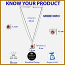 Rhodium Plated Silver Toned Tear Dropped Shaped Ruby Red American Diamond Studded Pendant Combo With Ring