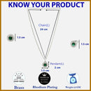 Rhodium Plated Silver Toned Emerald Green American Diamond Studded Pendant Combo With Ring