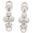 Rhodium-Plated Pink American Diamonds Studded Voguish Necklace & Earrings Jewellery Set