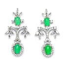 Rhodium-Plated Lime Green American Diamond Studded Designer Necklace & Earrings Jewellery Set