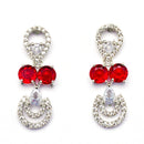 Rhodium-Plated Red American Diamonds Studded Contemporary Necklace & Earrings Jewellery Set