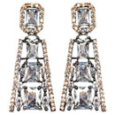 Rose Gold-Plated Gunmetal Toned White American Diamond studded Contemporary Drop Earrings