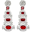 Rhodium-Plated Red American Diamond studded Quirky Shaped Drop Earrings