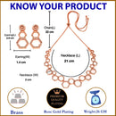 Rose Gold-Plated White American Diamond Studded Hexagon Shaped Necklace with Earrings Jewellery Set