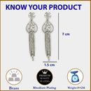 Rhodium Plated Fringed Tassel White American Diamond Contemporary Long Drop Earrings