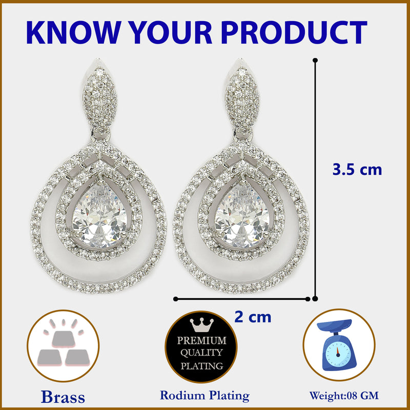 Premium White Stud Earrings with American Diamonds