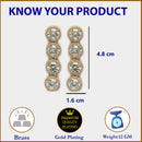Gold Plated Round Shape White American Diamond Contemporary Long Drop Earrings