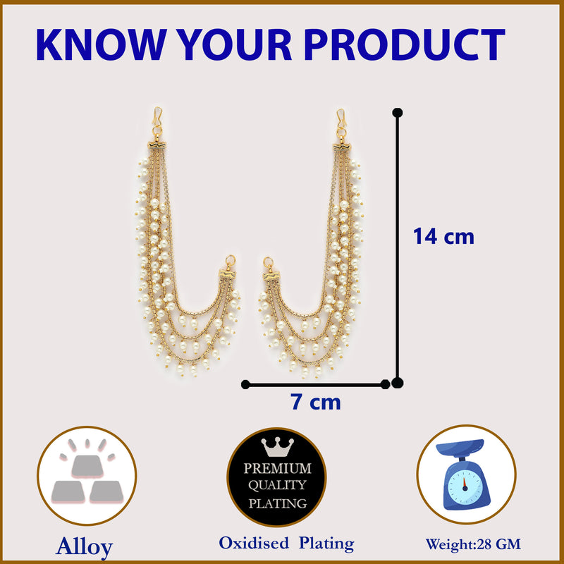 Gold Plated Pearl Long Ear Chain Attachment for Earrings