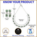 Rhodium-Plated American Diamond Studded Leaf & Circular Shaped Necklace With Earrings Set