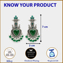 Oxidized Plated with Green & White Pearl Cubic Zirconia Danglers Earrings