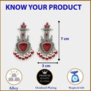 Oxidized Plated with Red & White Pearl Cubic Zirconia Danglers Earrings