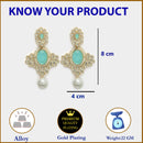 Gold Plated Oval Shaped with Blue Cubic Zirconia Small Drop Earrings