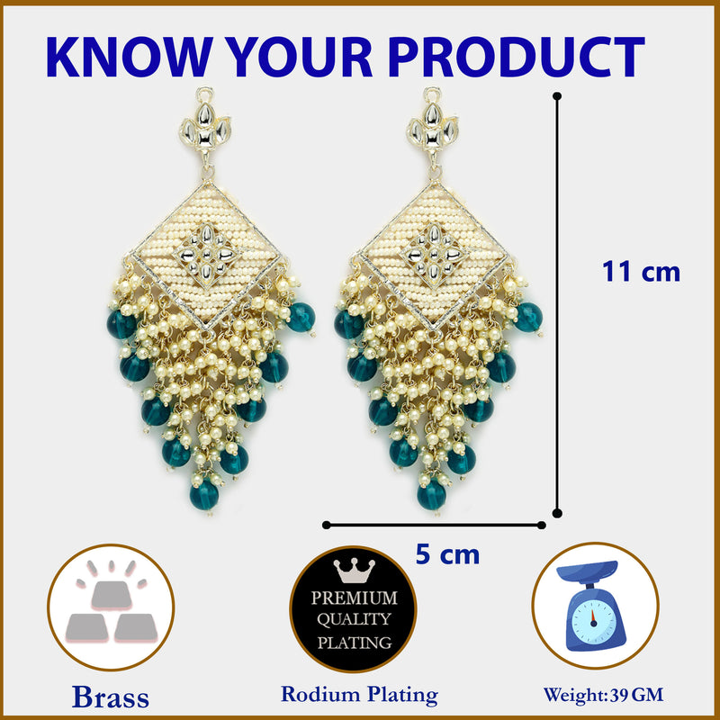 Gold Plated Traditional Handcrafted Pearl Kundan Beaded Chand Bali Earrings