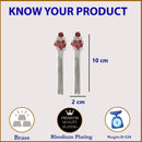 Rhodium Plated Silver Toned with Red American Diamond Dangler Earrings