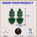 Oxidized Plated with Green Cubic Zirconia Drop Earrings