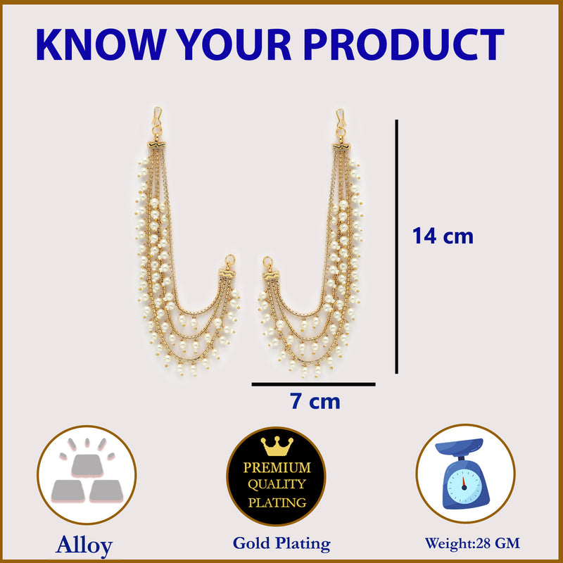 Gold Plated Pearl Ear Chain Attachment for Earrings