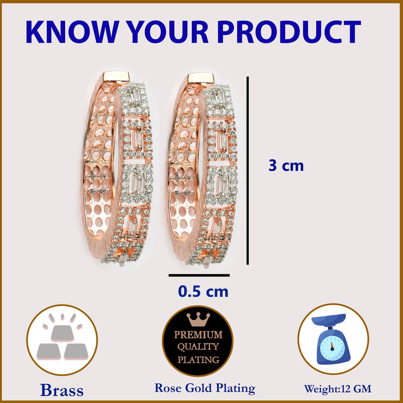 Rose Gold Plated American Diamond Circular Hoop Earrings