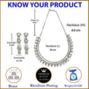 Rhodium-Plated with Silver-Toned White American Diamond Studded Jewellery Set