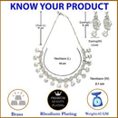 Rhodium-Plated with Silver-Toned Leaf Design White American Diamond Studded Jewellery Set