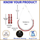 Rhodium-Plated with Silver-Tone Red American Diamond Studded Handcrafted Jewellery Set