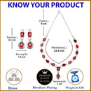 Rhodium-Plated Red American Diamond Studded Fashionable Necklace & Earrings Jewellery Set