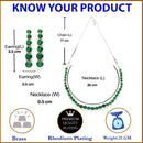 Rhodium-Plated with Silver-Tone Green American Diamond Studded Jewellery Set