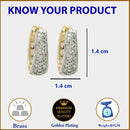 Gold Plated with White American Diamonds Studded Small Ear Cuff Earrings